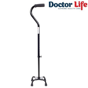 Трость на четырех опорах алюминиевая телескопическая с малой базой Doctor Life 10110 Black
