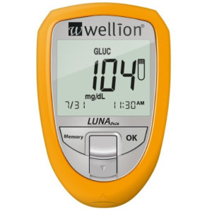 Набір для тестування рівня глюкози, холестерину та сечової кислоти Wellion LUNA trio жовтий WELL603TYUAMM
