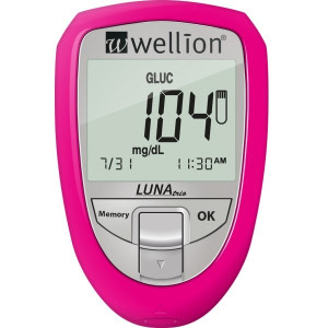 Набір для тестування рівня глюкози, холестерину та сечової кислоти Wellion LUNA trio рожевий WELL603TPUAMM