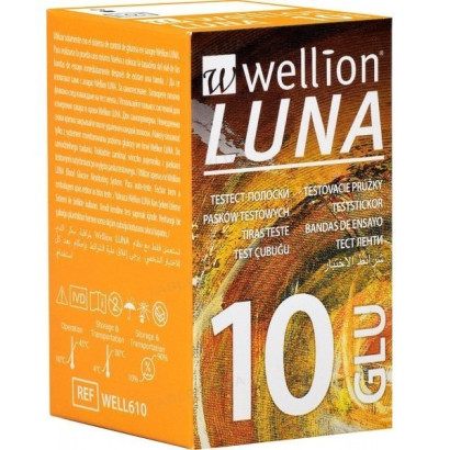 Тест полоски для тестирования уровня глюкозы в крови Wellion Luna WELL610, 10 штук