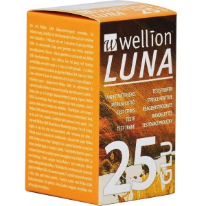 Тест полоски для тестирования уровня глюкозы в крови Wellion Luna WELL612, 25 штук