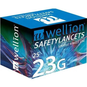 Безопасные ланцеты Wellion 23 г (G), 25 штук, WELL223-2,2-25R