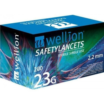 Безопасные ланцеты Wellion 23 г (G), 200 штук, WELL223-2,2R