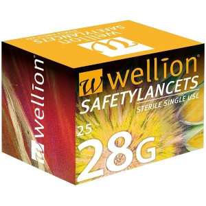 Безопасные ланцеты Wellion 28 г (G), 25 штук, WELL228-1,5-25R