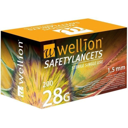 Безопасные ланцеты Wellion 28 г (G), 200 штук, WELL228-1,5R