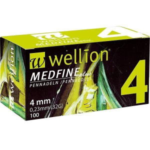 Иголки для инсулиновых шприц-ручек Wellion MEDFINE plus 0,23 (mm) (32G) x 4 мм, упаковка 100 шт. WELL104EO