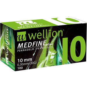 Иголки для инсулиновых шприц-ручек Wellion MEDFINE plus 0,30 (mm) (30G) x 10 мм, упаковка 100 шт. WELL110EO