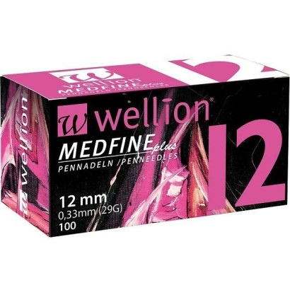 Иголки для инсулиновых шприц-ручек Wellion MEDFINE plus 0,30 (mm) (29G) x 12 мм, упаковка 100 шт. WELL112EO