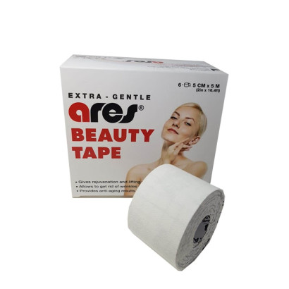 Эластичный Кинезиологический пластырь Арес Beauty 5см*5 м Белый