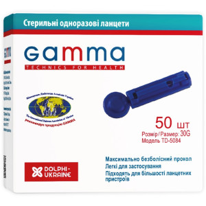Ланцети для ланцетних пристроїв TD-5084 GAMMA одноразові стерильні 50 шт.
