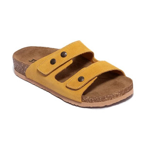 Ортопедические шлепанцы женские Leon 4050 желтый велюр