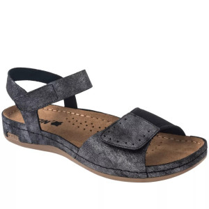 Босоніжки жіночі ортопедичні Leon 965 чорний блиск