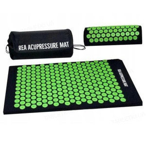 Акупунктурний масажний килимок з подушкою (зелений) REA-ACUP-МАТ-P