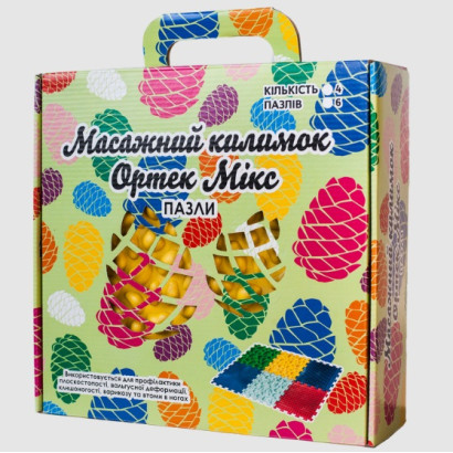 Килимок масажний Ортек "Пазли Мікс" 6 елементів "Кольорові Грибочки" рожевий Olvi 11430 2