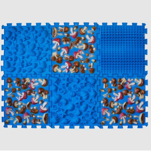 Коврик массажный Ортек "Пазлы Микс" 6 элементов "Цветные Грибочки" голубой Olvi 11429