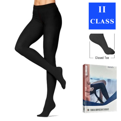 Компрессионные колготки Aurafix AV-111, 2 класс, закрытый носок, черные