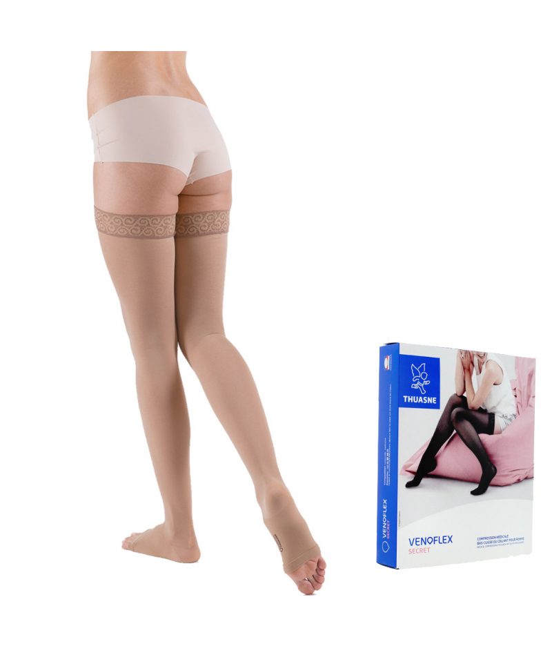 Компрессионные чулки Venoflex Secret 5935 01, 3 класс компрессии с открытым носком (Thuasne, Тюан) - золото