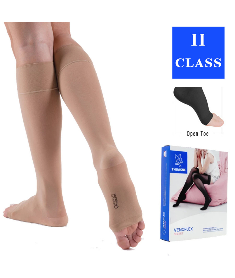 Компрессионные гольфы Venoflex Secret 5920 01, 2 класс компрессии с открытым носком (Thuasne, Тюан) - золото