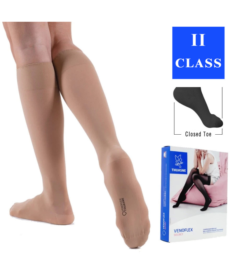 Компрессионные гольфы Venoflex Secret 5920 01, 2 класс компрессии с закрытым носком (Thuasne, Тюан) - золото