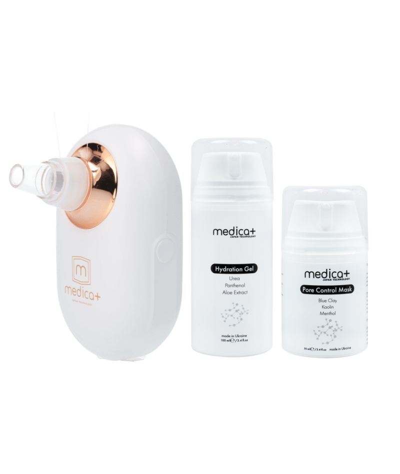 Набор Вакуумный очиститель кожи и пор SKINCLEANER 7.0 + Гидратирующий гель Hydration Gel + Поросуживающая маска для лица Pore Control Mask