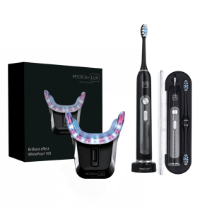 Набор Ультразвуковая зубная щетка Medica+ PROBRUSH 9.0 black + Отбеливающая капа для зубов Medica+ WhitePearl 10X Black