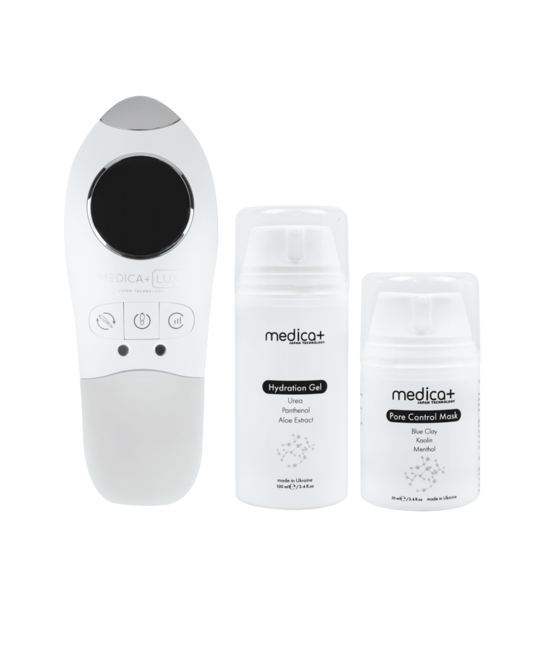 Набор Ультразвуковой скрабер Lux SuperSonic 10 + Гидратирующий гель Hydration Gel + Поросуживающая маска Pore Control Mask
