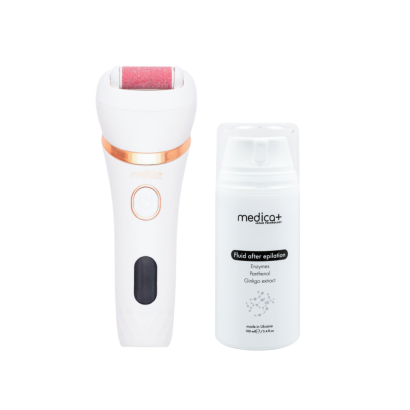 Набір Електрична роликова пилка-пемза 4в1 MEDICA+ BodyControl 4v1 + Флюїд після епіляції MEDICA+ Fluid after epilation