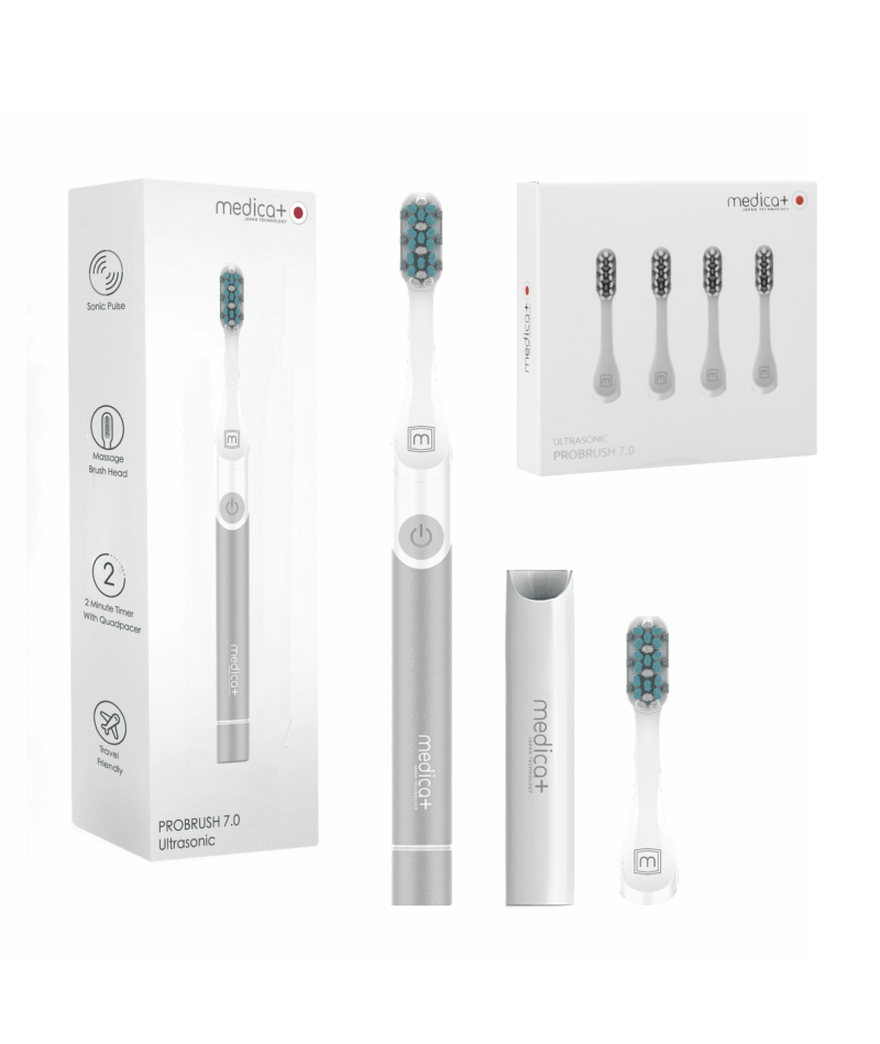 Звукова зубна щітка MEDICA+ ProBrush 7.0 Compact Silver + Насадки (4 шт)