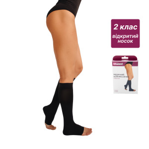 Гольфи компресійні медичні 2 клас стандартні (чорний) Vitamed 9210, відкритий носок
