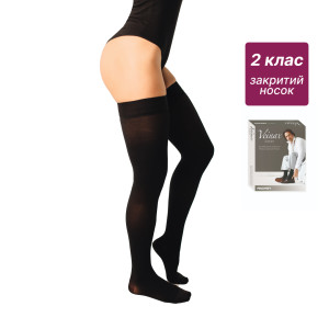 Панчохи компресійні медичні чоловічі 2 клас довгі (чорні) Cotton Бавовна
