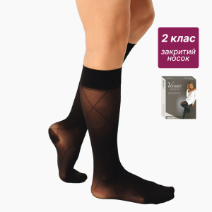 Гольфи компресійні медичні 2 клас (чорні) довгі Fantaisie