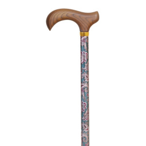 Регульована тростина Garcia 408, зелена з малюнком "пейслі" та дерев'яною ручкою