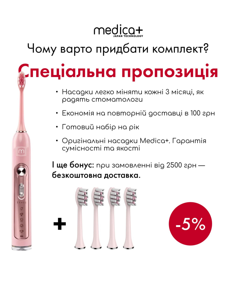 Ультразвукова зубна щітка MEDICA+ PROBRUSH 9.0 fuchsia - 8