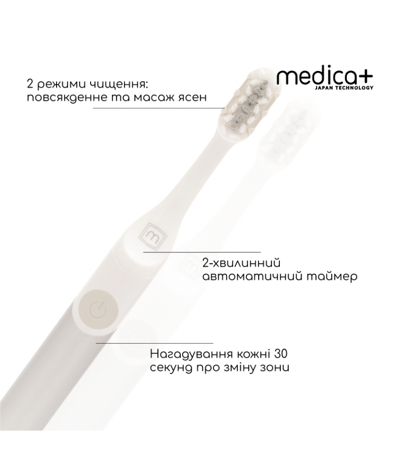 Звукова зубна щітка MEDICA+ ProBrush 7.0 Compact Silver + Насадки (4 шт) - 9