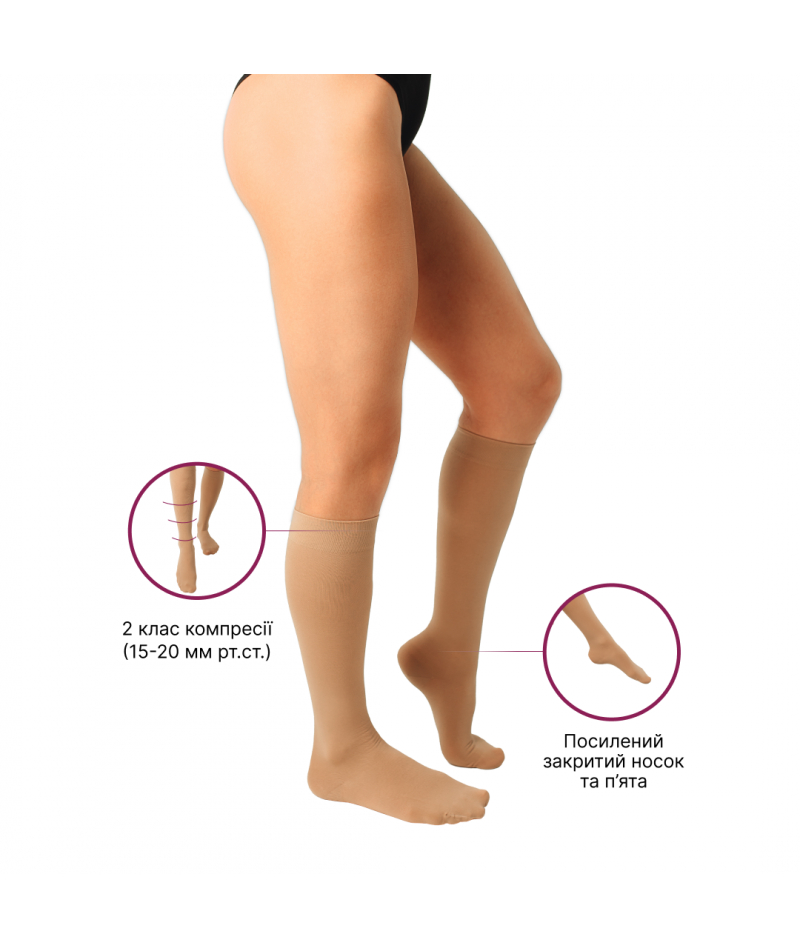 Гольфы компрессионные медицинские 2 класс длинные (бежевый) Microtrans Микрофибра - 4