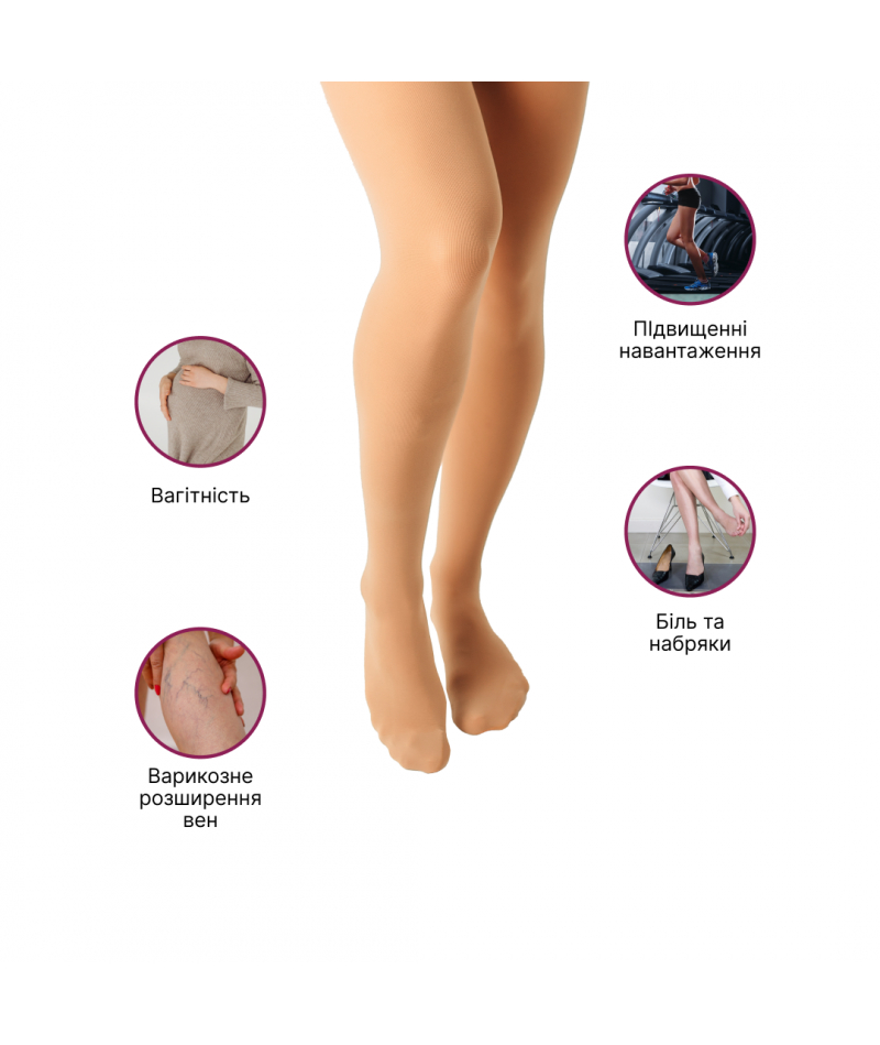 Колготи компрессійні медичні Microtrans Мікрофібра 3 клас (бежевий) довгі - 5