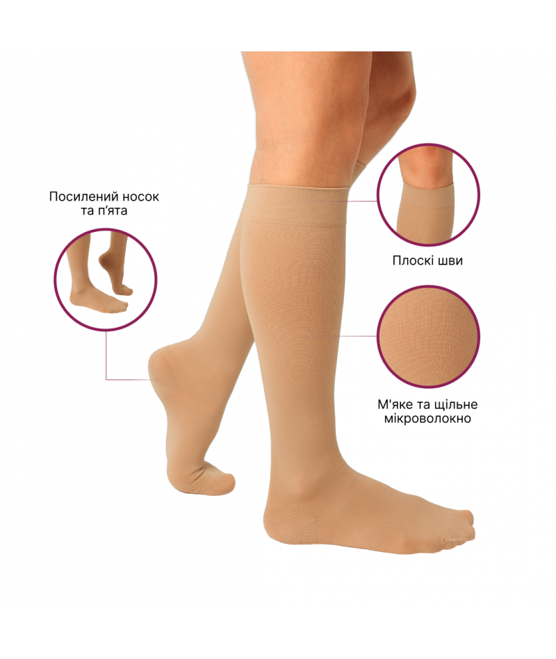 Гольфы компрессионные медицинские 3 класс (бежевый) длинные Microtrans Микрофибра - 2
